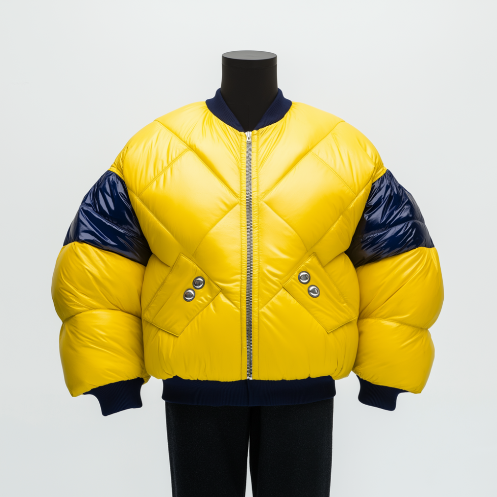 KI generierte gelbe Bomberjacke in Übergröße für Postuniformen